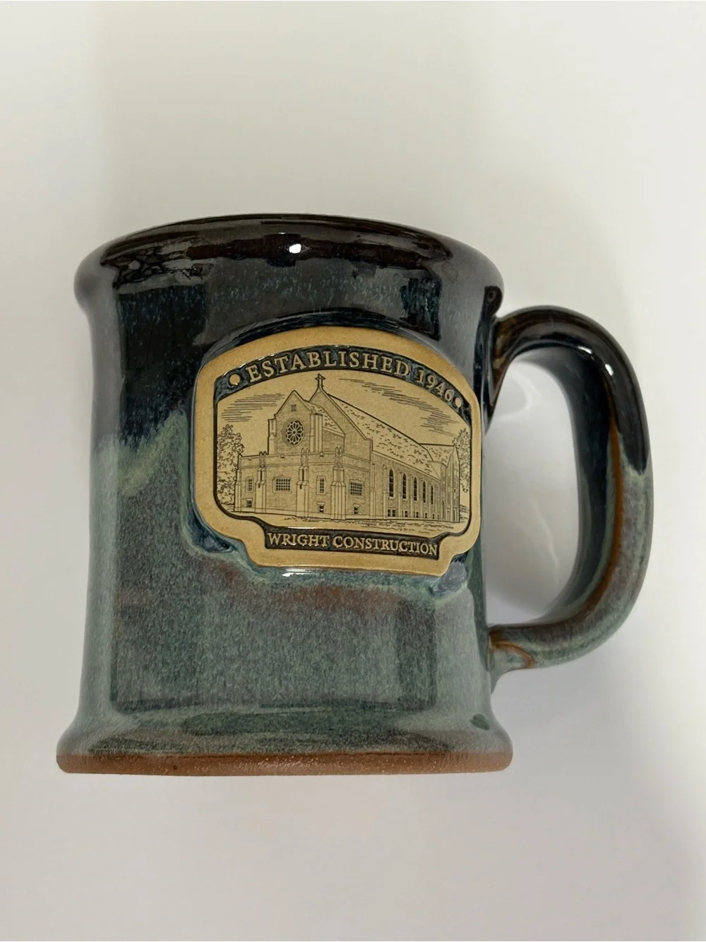 Handcrafted Stoneware Mug in Blue-Green Glaze